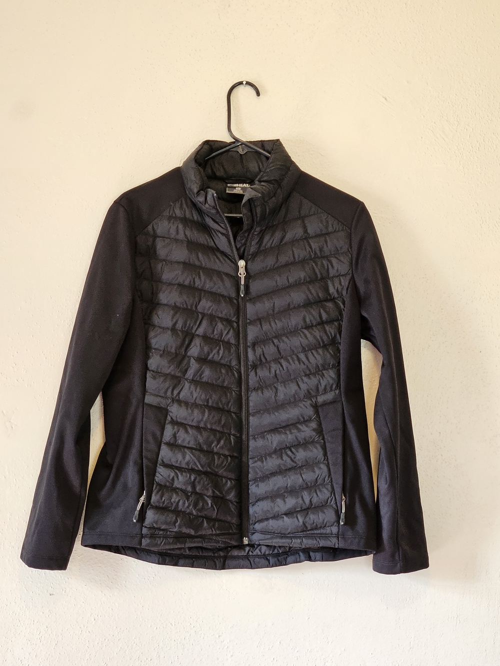 32 Degrees Black Quilted Hybrid Puffer Jacket